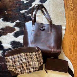Montana Hudson leather shoulder bag with wallet and extra bag